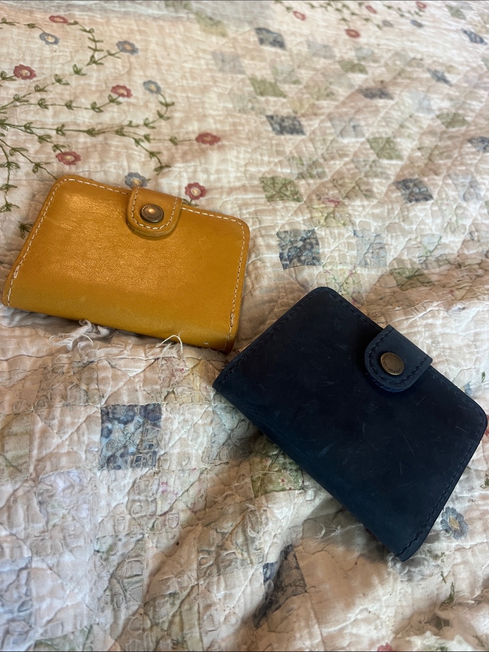 Yellow and Navy Blue - Portland Leather Snap Wallets-NWOT - $30 Ea or both $50